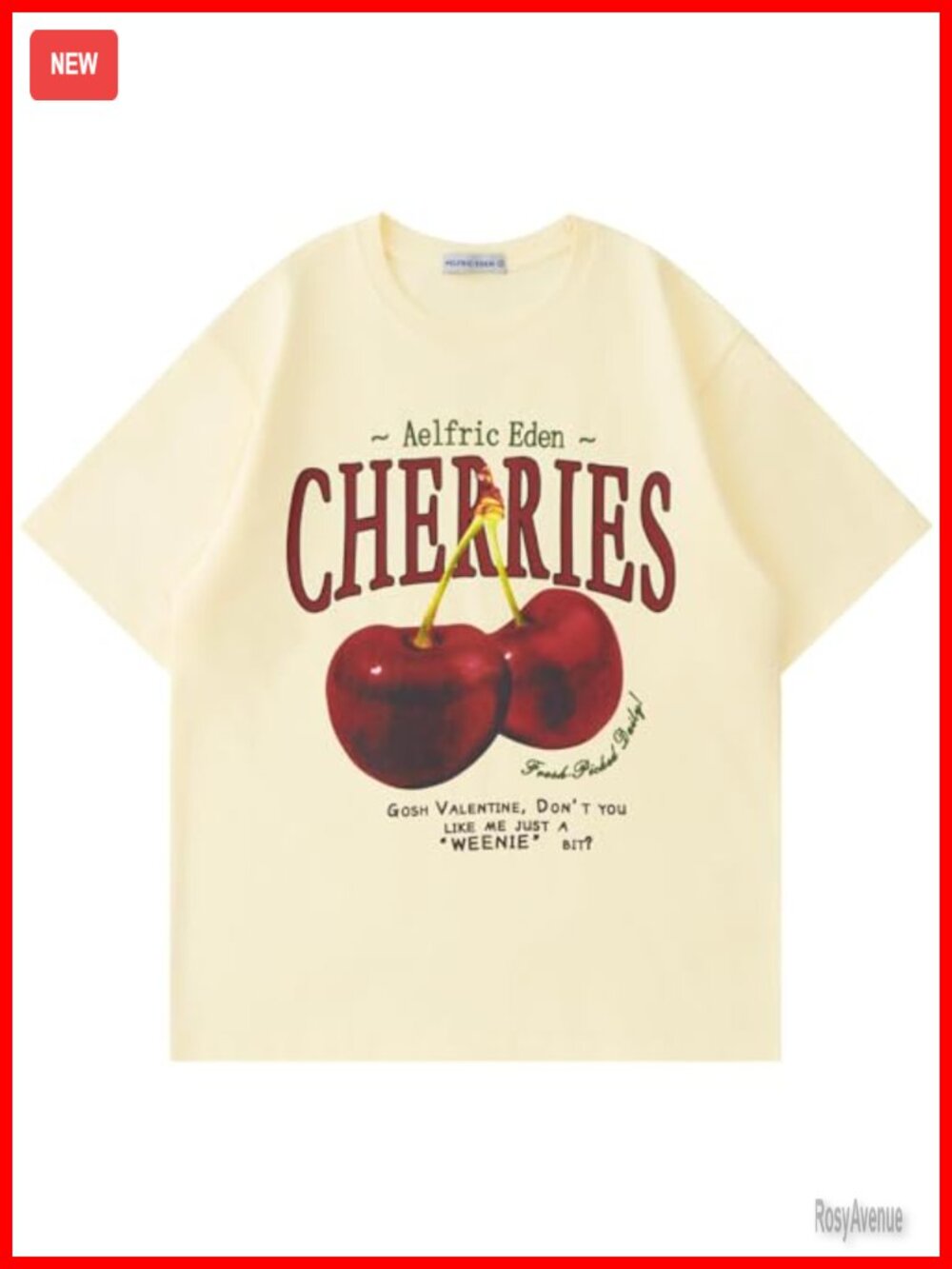Oversized Cherry Graphic Tee Unisex Cotton Short Sleeve Casual Summer Top